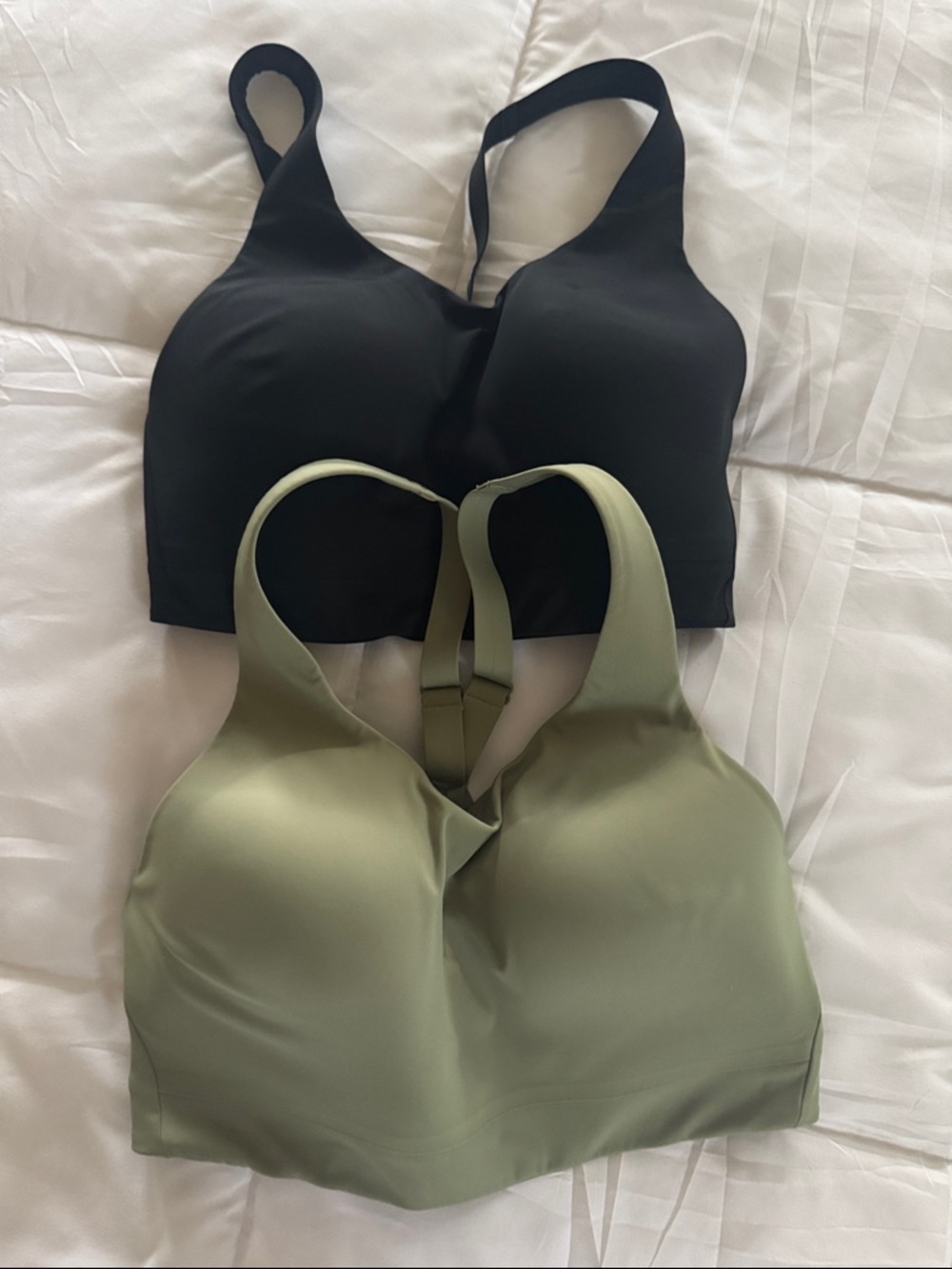 Athleta Black and Sage Green Supportive Sports Bra Duo